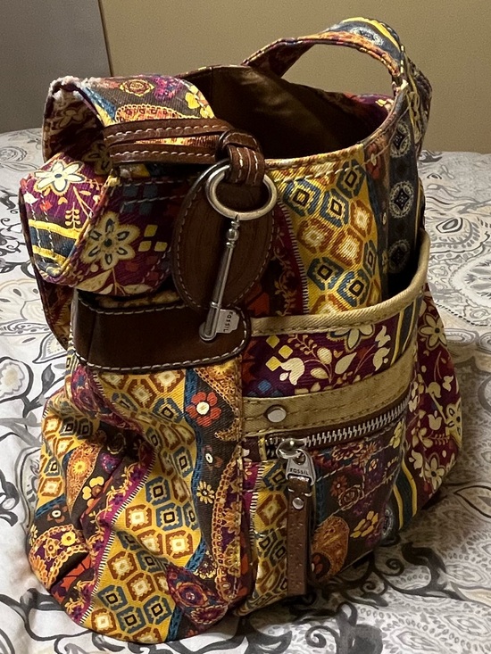 Fossil Handbags - FOSSIL Long Live Vintage Paisley/Floral Canvas Shoulder Bag